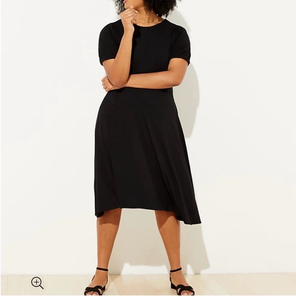 LOFT Puff Sleeve Flounce Dress